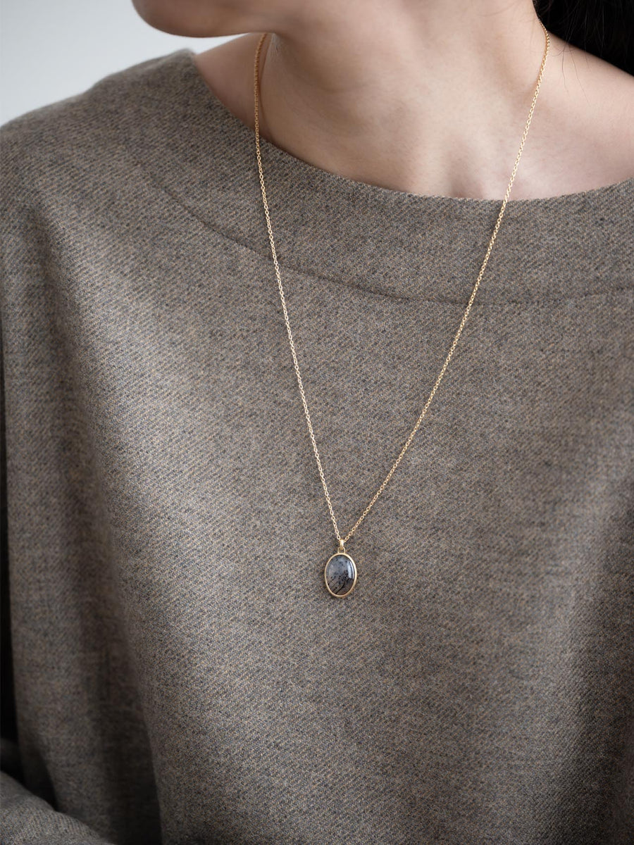 Agate oval necklace L