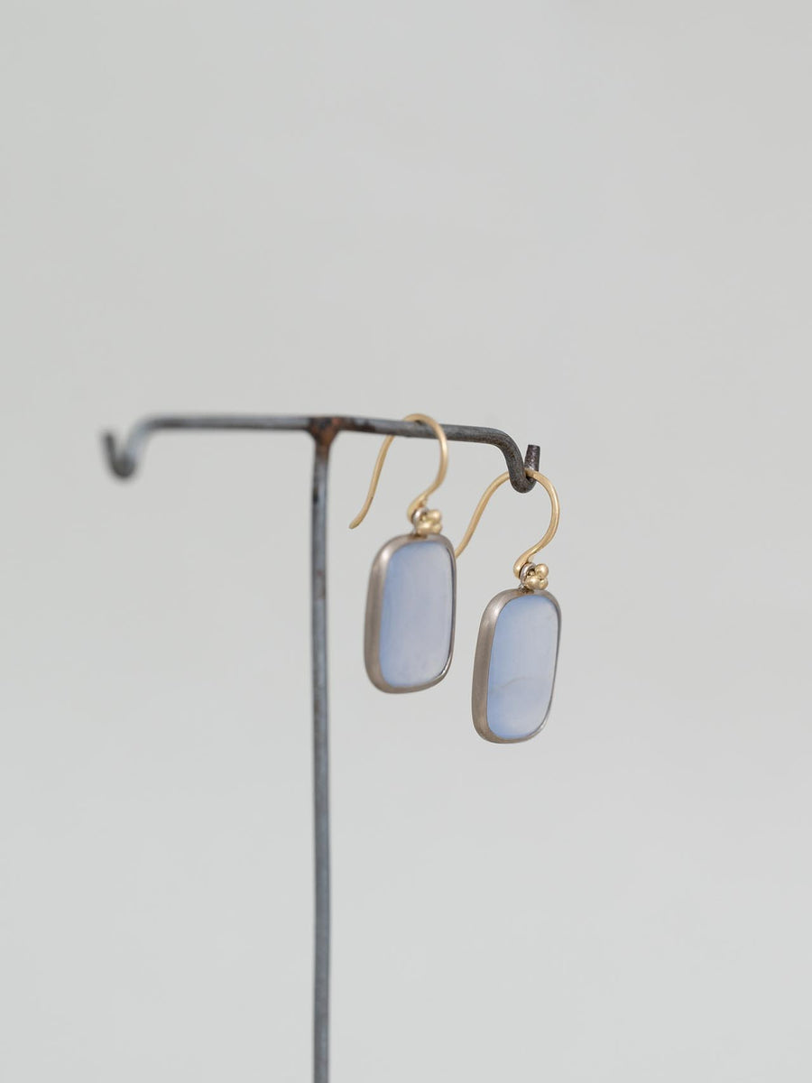 Chalcedony square hook pierce M - 灰青 -