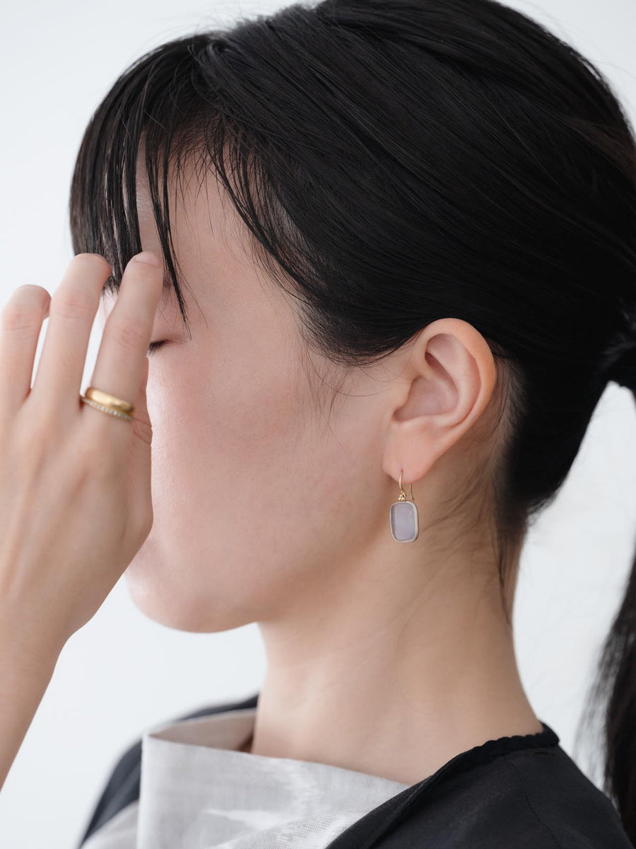 Chalcedony square hook pierce M - 灰青 -