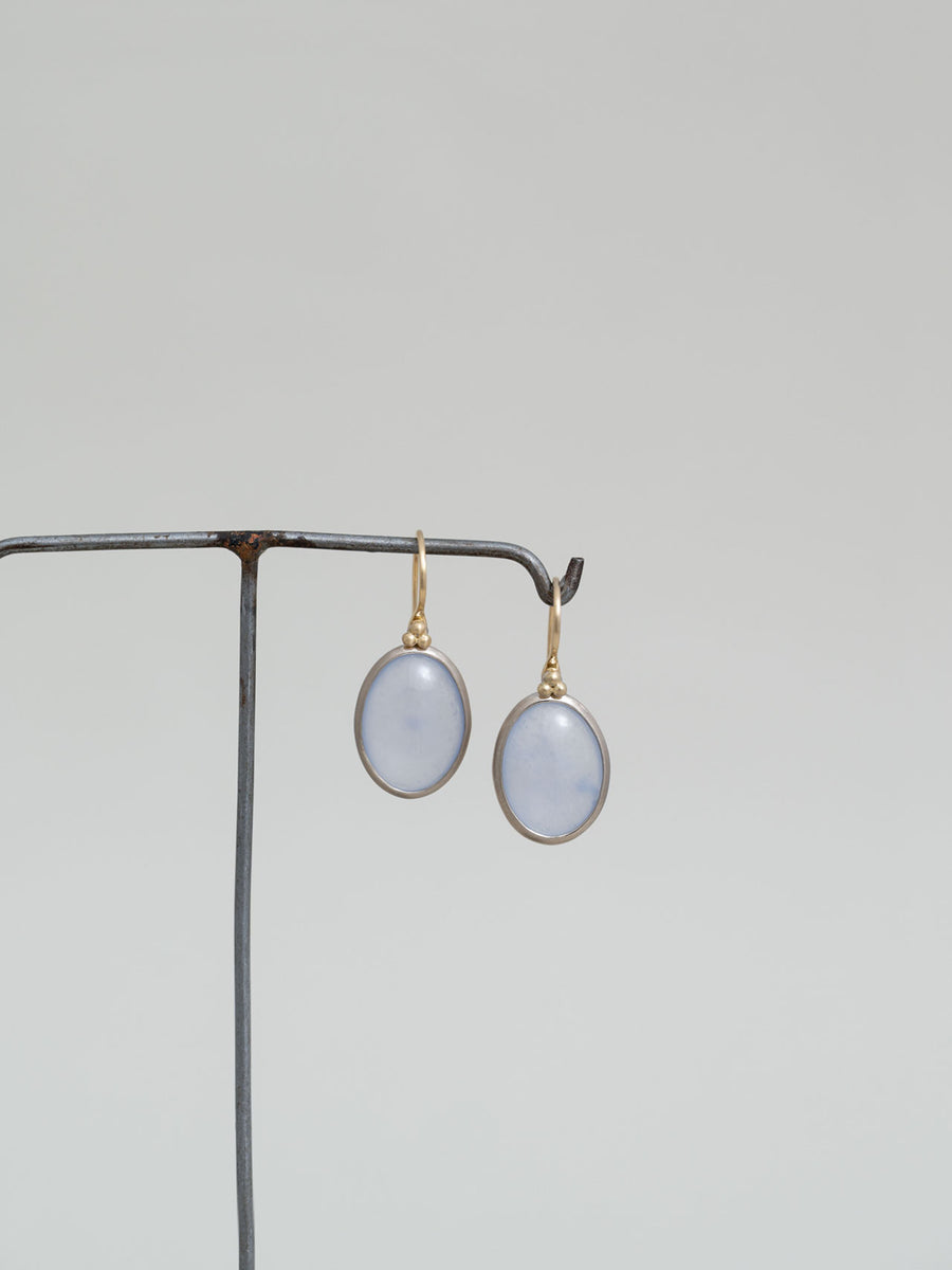 Chalcedony oval hook pierce M - 灰青 -