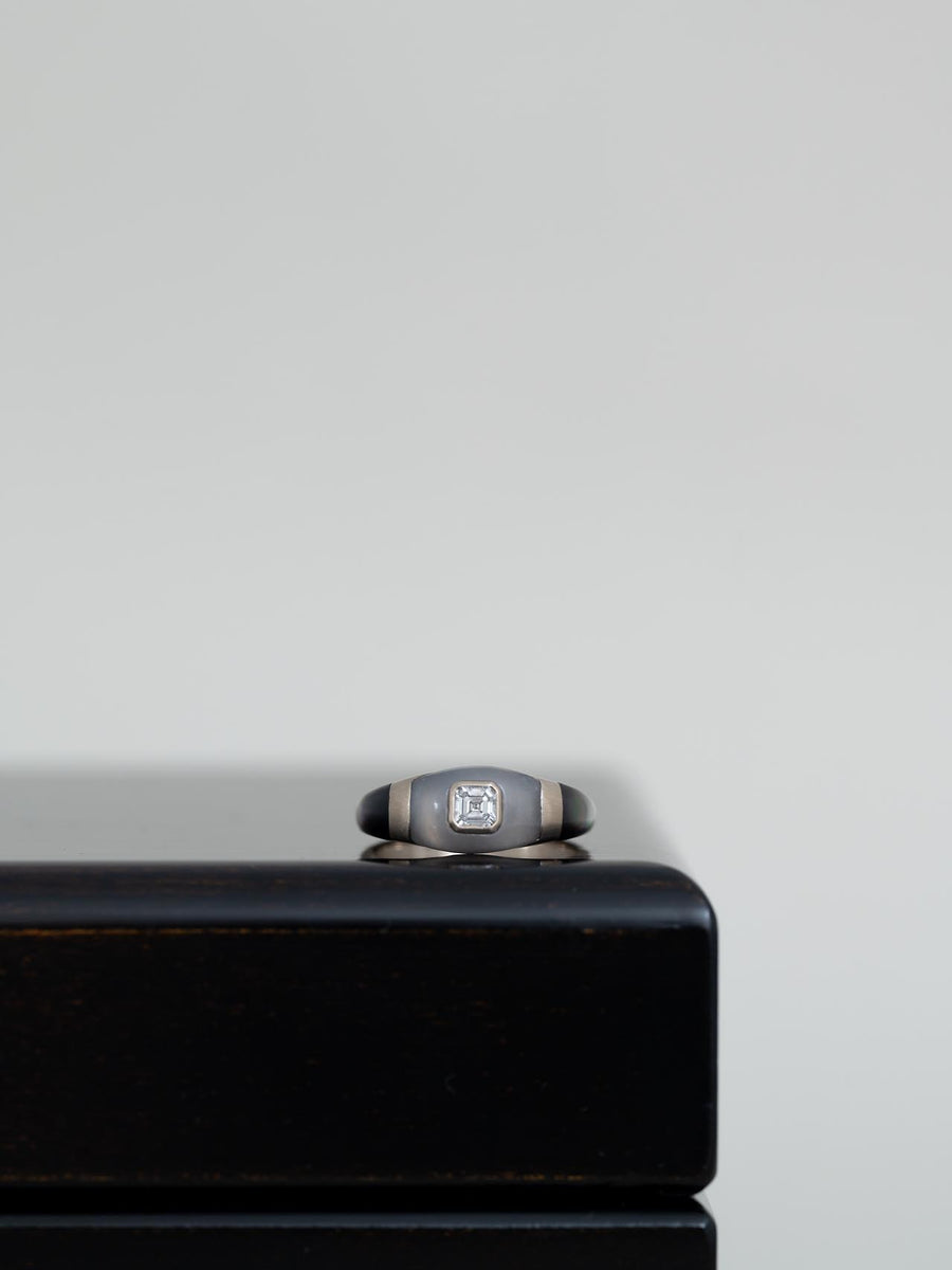 Chalcedony dome ring Ⅱ - 灰青 -