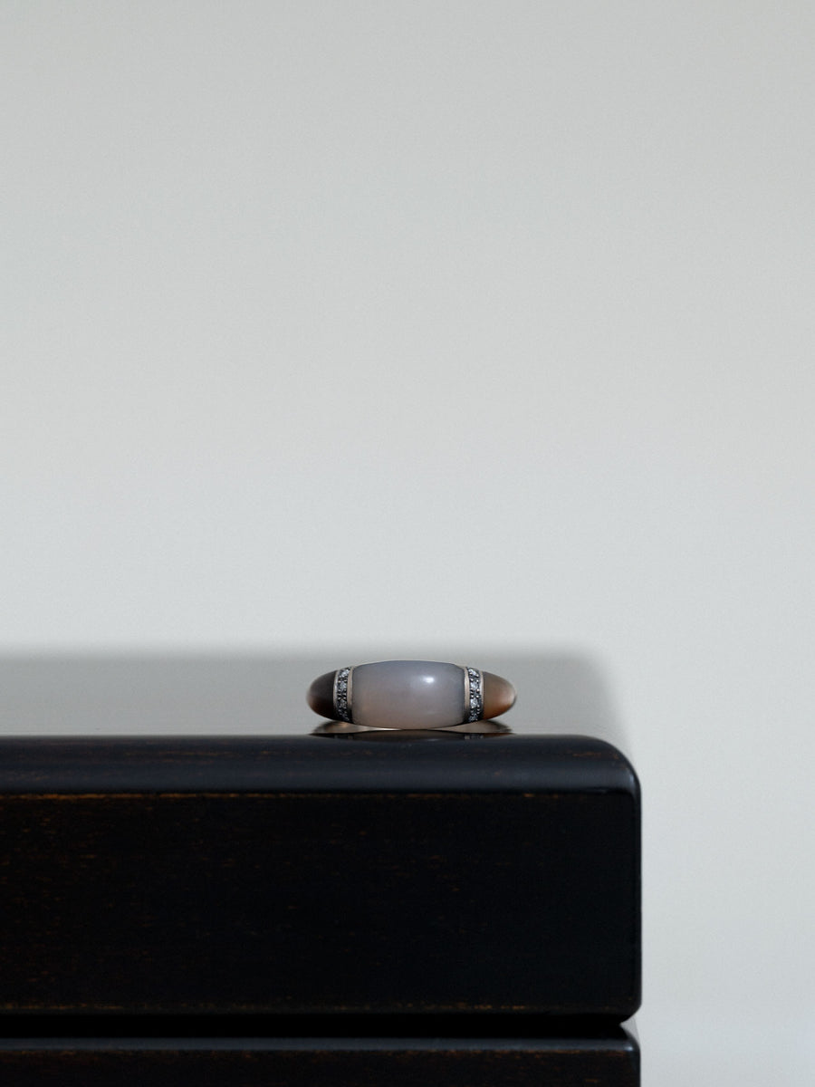 Chalcedony dome ring Ⅲ - 灰白 -