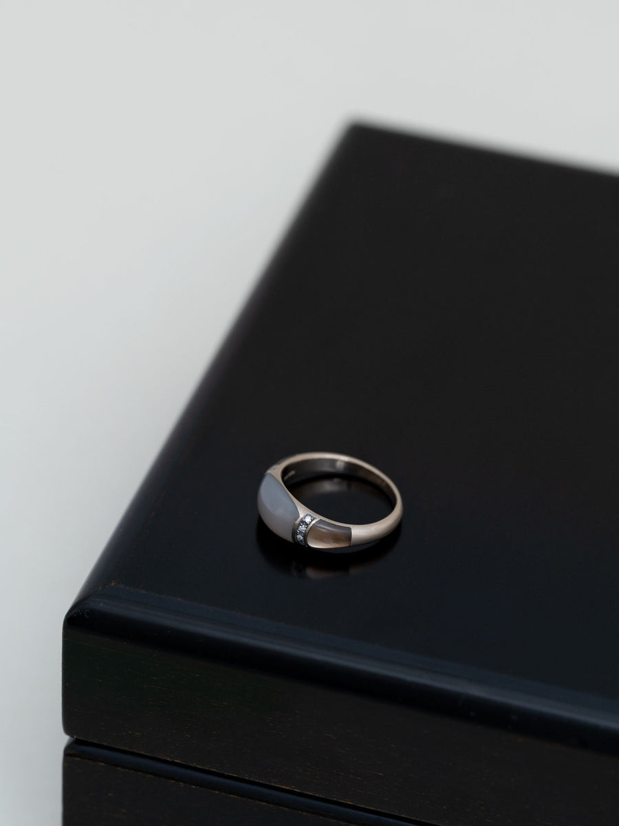 Chalcedony dome ring Ⅲ - 灰白 -