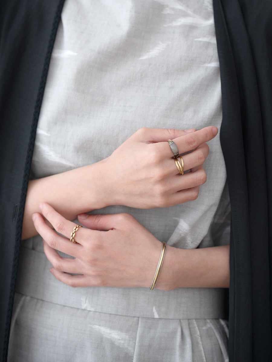 Chalcedony dome ring Ⅲ - 灰白 -