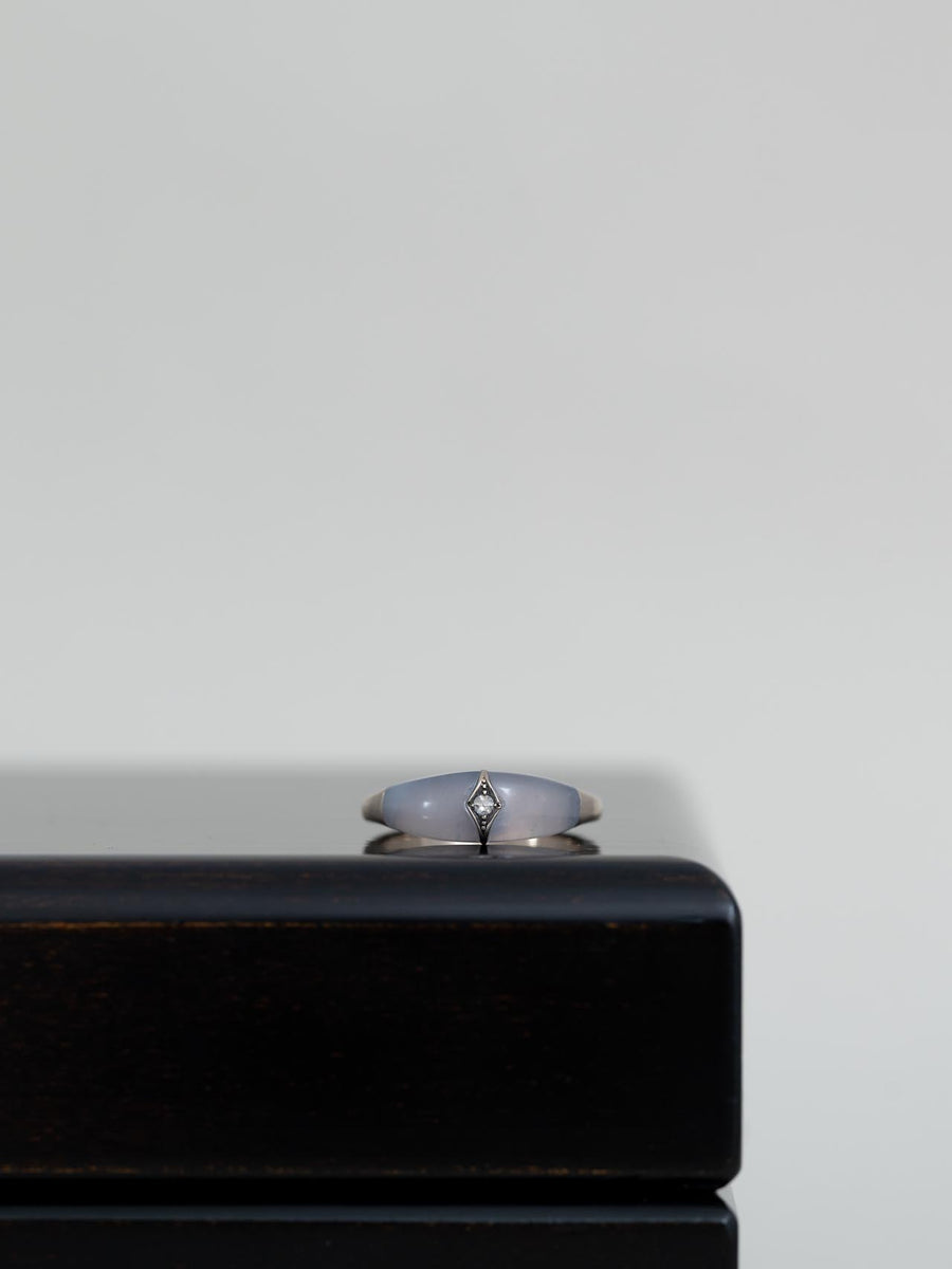 Chalcedony dome ring Ⅰ - 灰青 -