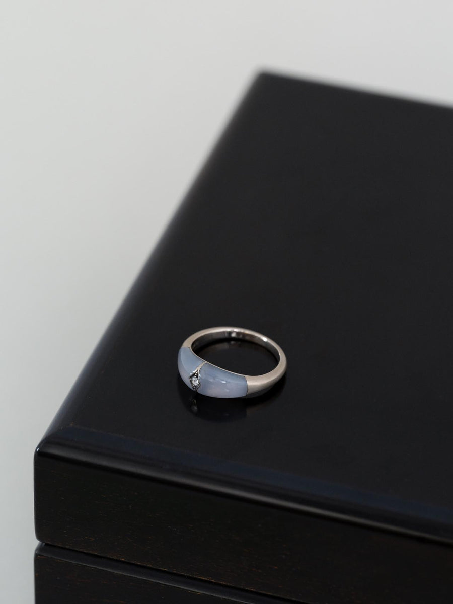 Chalcedony dome ring Ⅰ - 灰青 -