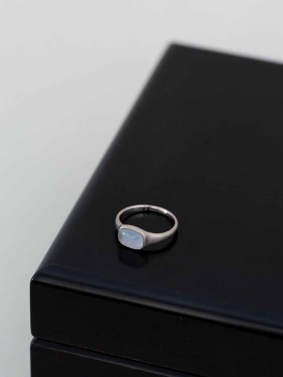 Chalcedony midi ring - 灰青 -