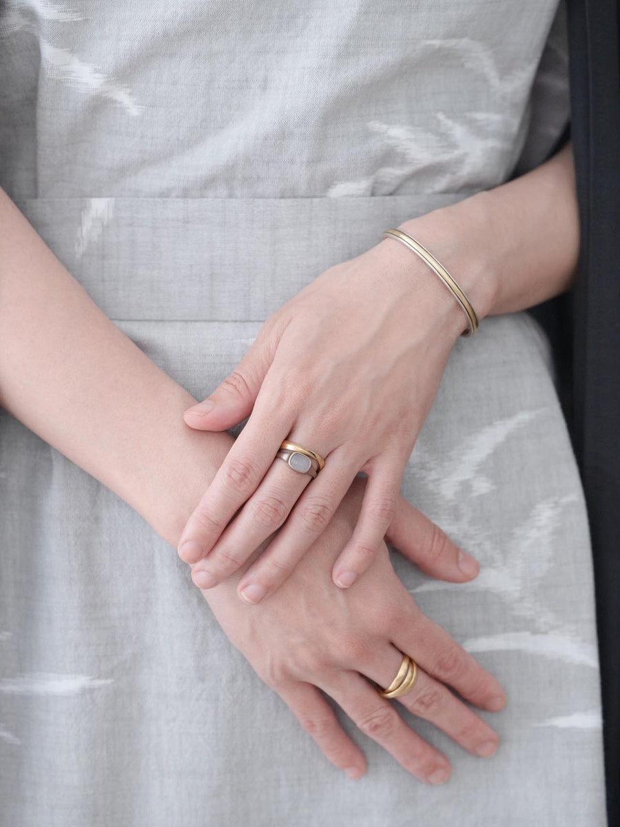 Chalcedony midi ring - 灰青 -