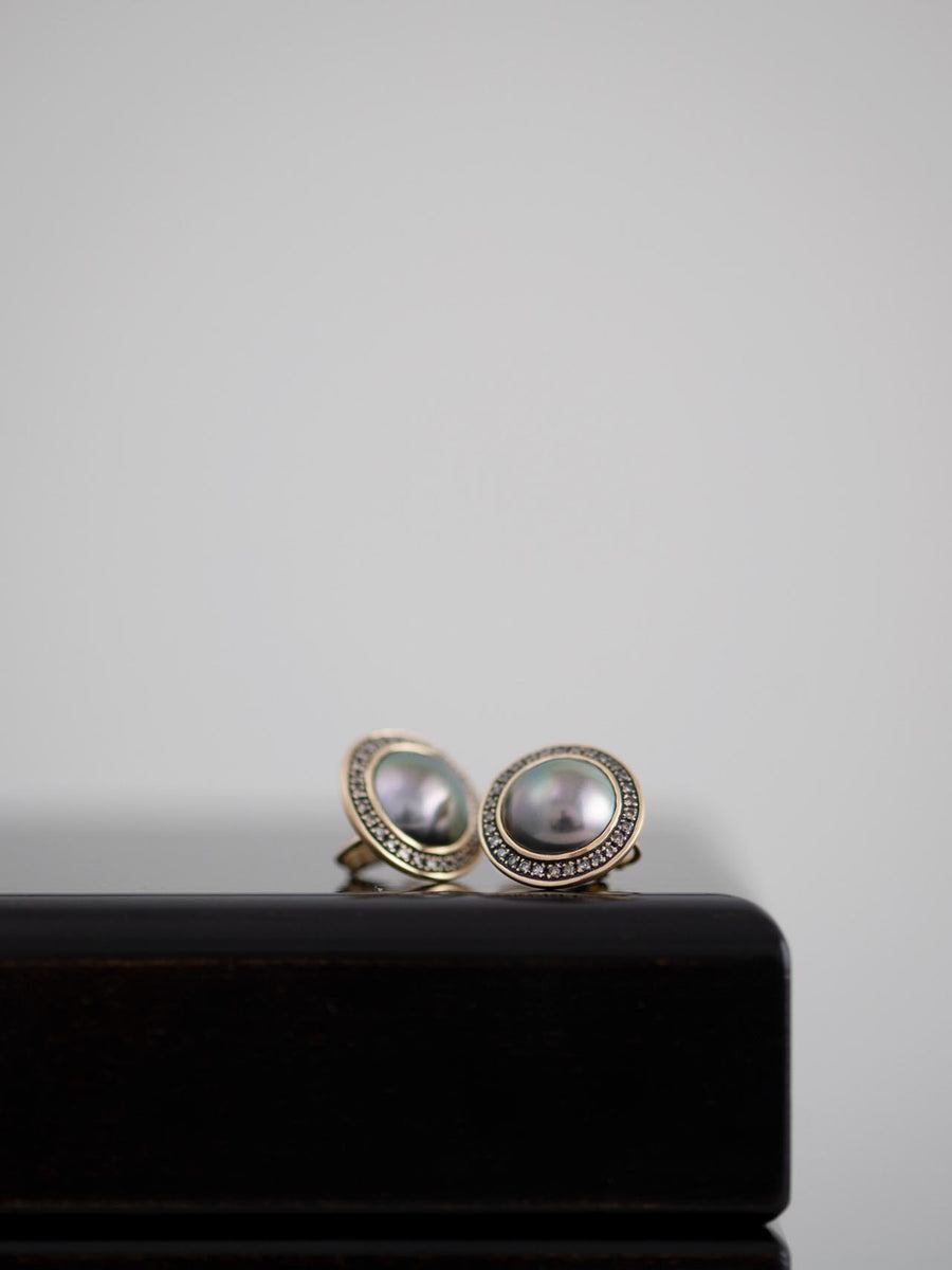 Pearl Half earringⅡ- Black / 現品