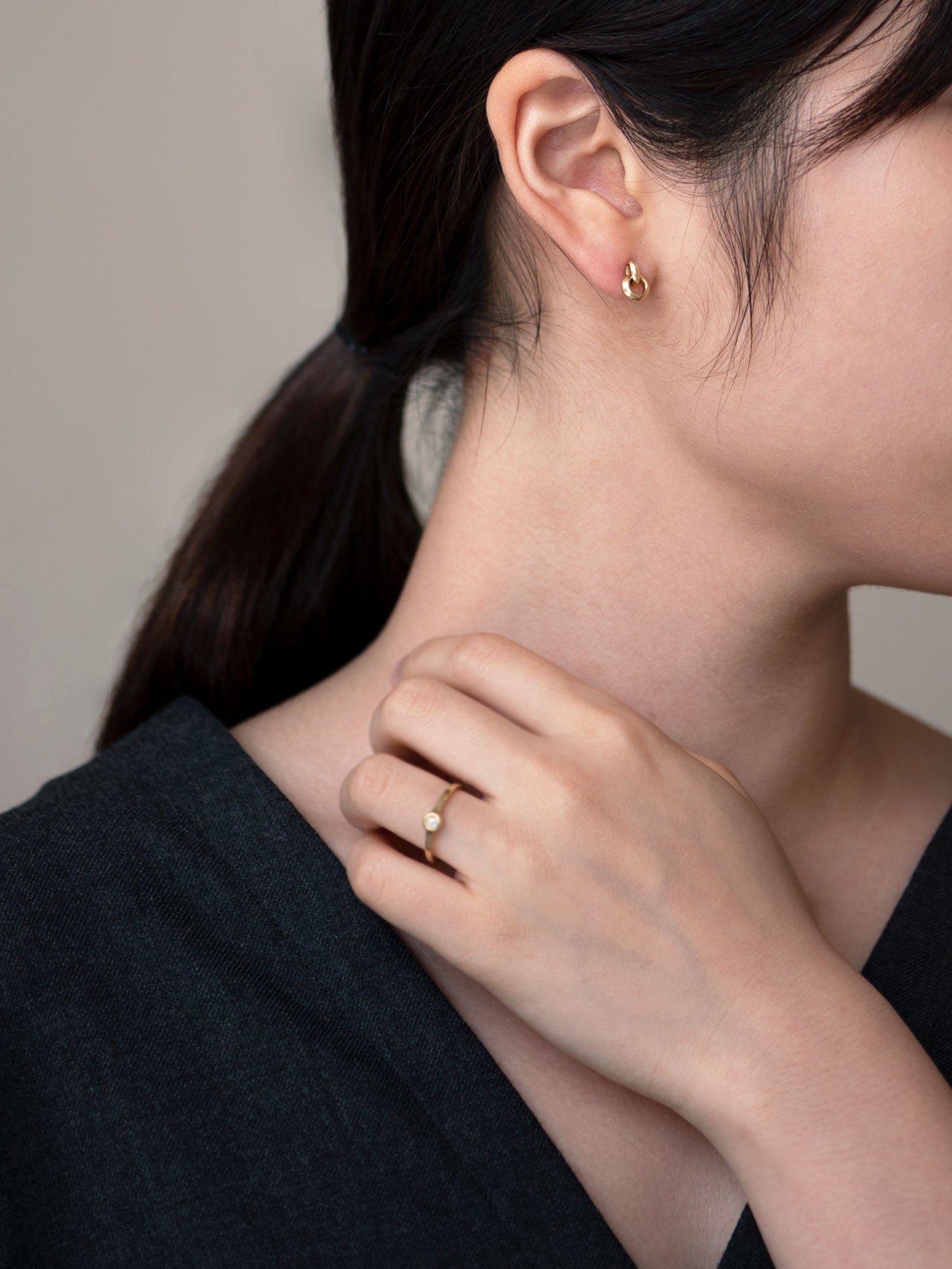 Nude double circle stud pierce – MEDERU
